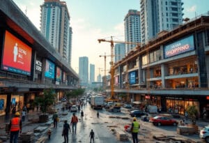 Complexes commerciaux : Création de centres commerciaux dans des zones urbaines émergentes.