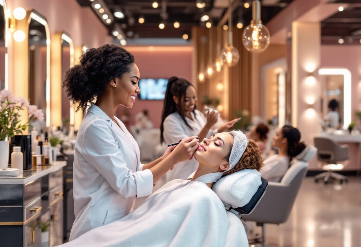 Services et salons de beauté haut de gamme" la croissance des classes moyennes en Afrique, les services haut de gamme dans le domaine de la beauté attirent de plus en plus de clients.